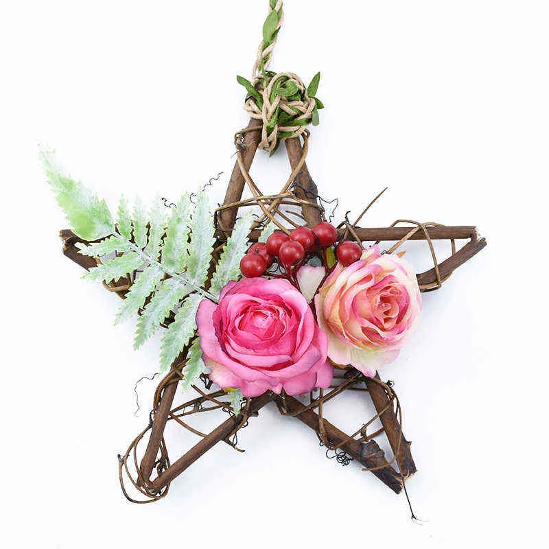 Mariage pas pas cher fleurs décoratives artisanat couronnes Star Christmas Ornement de rotin couronne de rotin porte de bricolage de bricolage Boîte à la maison l220812