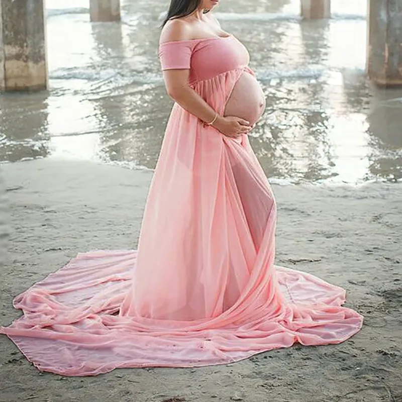 Po Session Props Damen Kleidung Pografie Schwangerschaftskleid Umstandskleid für Schwangere Schulterfrei 220419