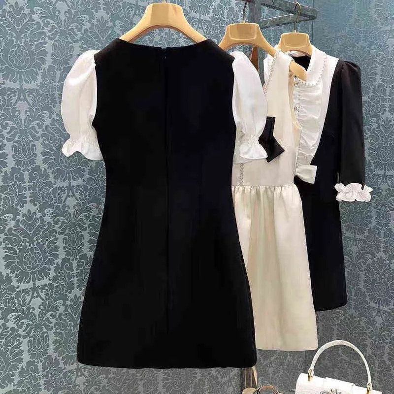 黒いドレスビッグボウノットパッチワークレセプション細いウエストスカートセレブの気質新しい夏スタイル