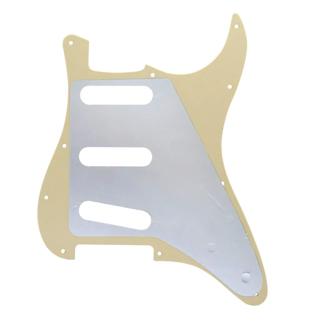 Left-Handed 11 Holes SSS Guitar Pickguard Scratch Plate Backplate Screws Cream 3Ply For Electric Guitar Parts