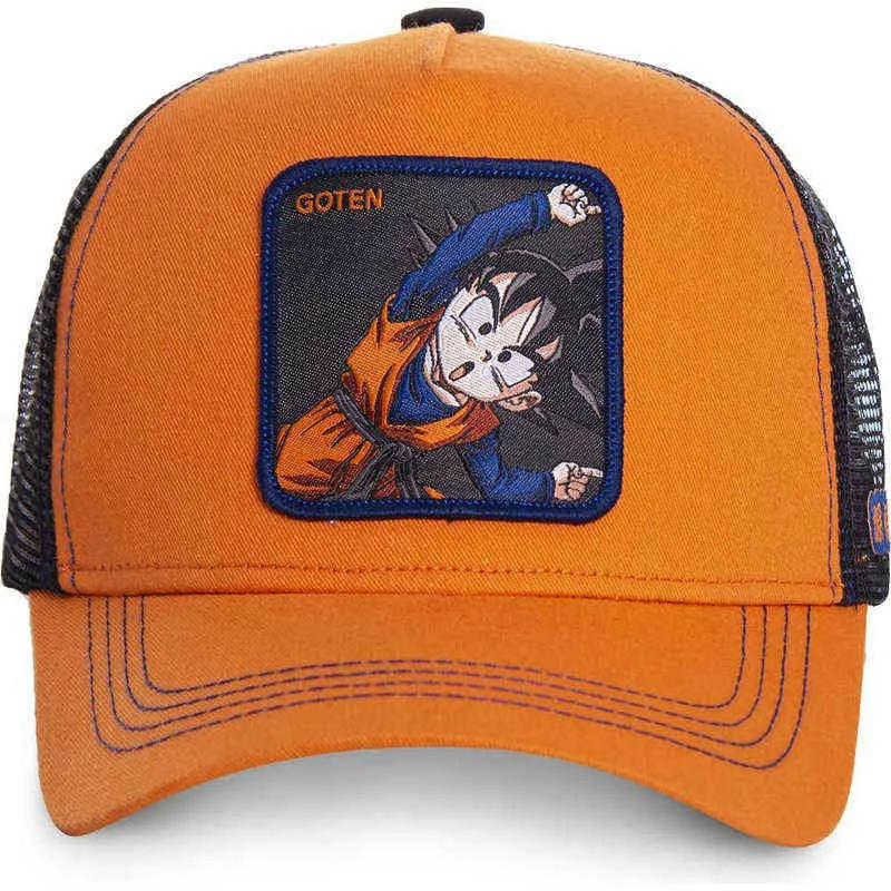 Новая мультяшная сетчатая шляпа аниме Goten бейсболка высокого качества с изогнутыми полями оранжевая бейсболка Gorras Casquette дропшиппинг k8