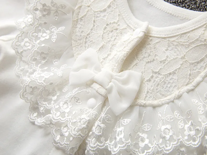 Spring born Baby Girl Clothes Lace Flowers Princess Jumpsuit Hats Infant Girls Bodysuits Onesie 220525