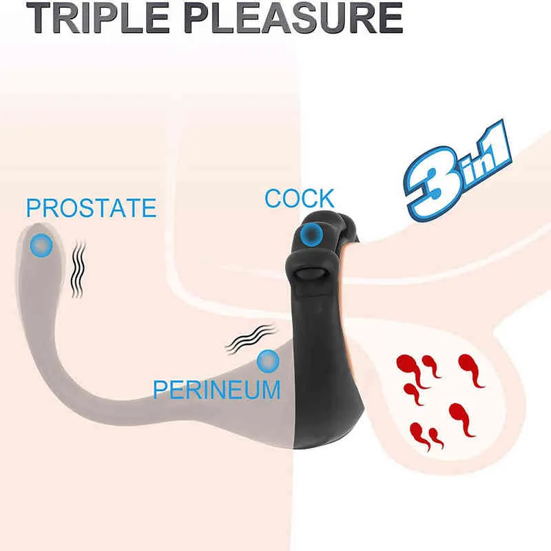 Nxy Cockringe Sexy Toys Cockring Vibrator für Männer Verstellbarer Penis Cockring Sex Verzögerung Ejakulation Analplug Erwachsene Waren 220505