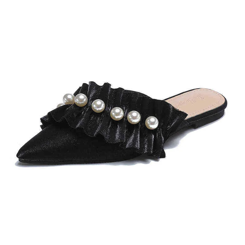 Slids glider Designer 2022 Spring and Summer New Pure Pearl Fashion Casual Beach Sandals Flat Heel Women Slippers Muller Shoes 220525