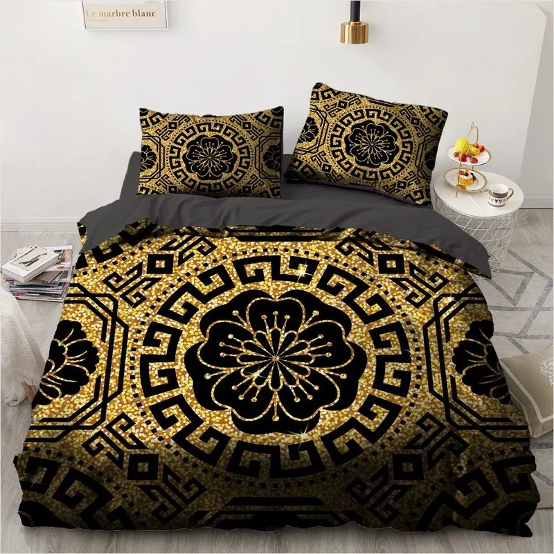 3D Black Design Custom Comforter Case Duvet Quilt Cover Bedding Set Pillow case shams King Queen Double Single Size Home Textile 220429