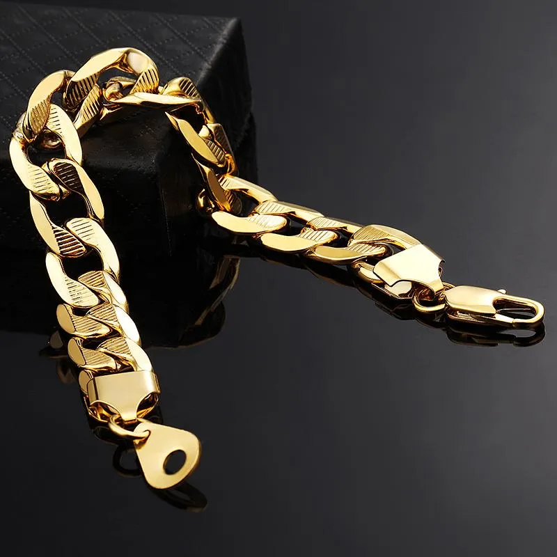 Link Chain Braslet Braclet 2022 Manlig guldfärg i rostfritt stål prägling kuban för män hiphop smycken droplinklink2347