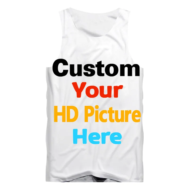 تخصيص Tank Top Men Women Women DIY تصميم علامتك التجارية نصية نصية نصية ثلاثية الأبعاد الرياضية الرياضية الصالة الرياضية