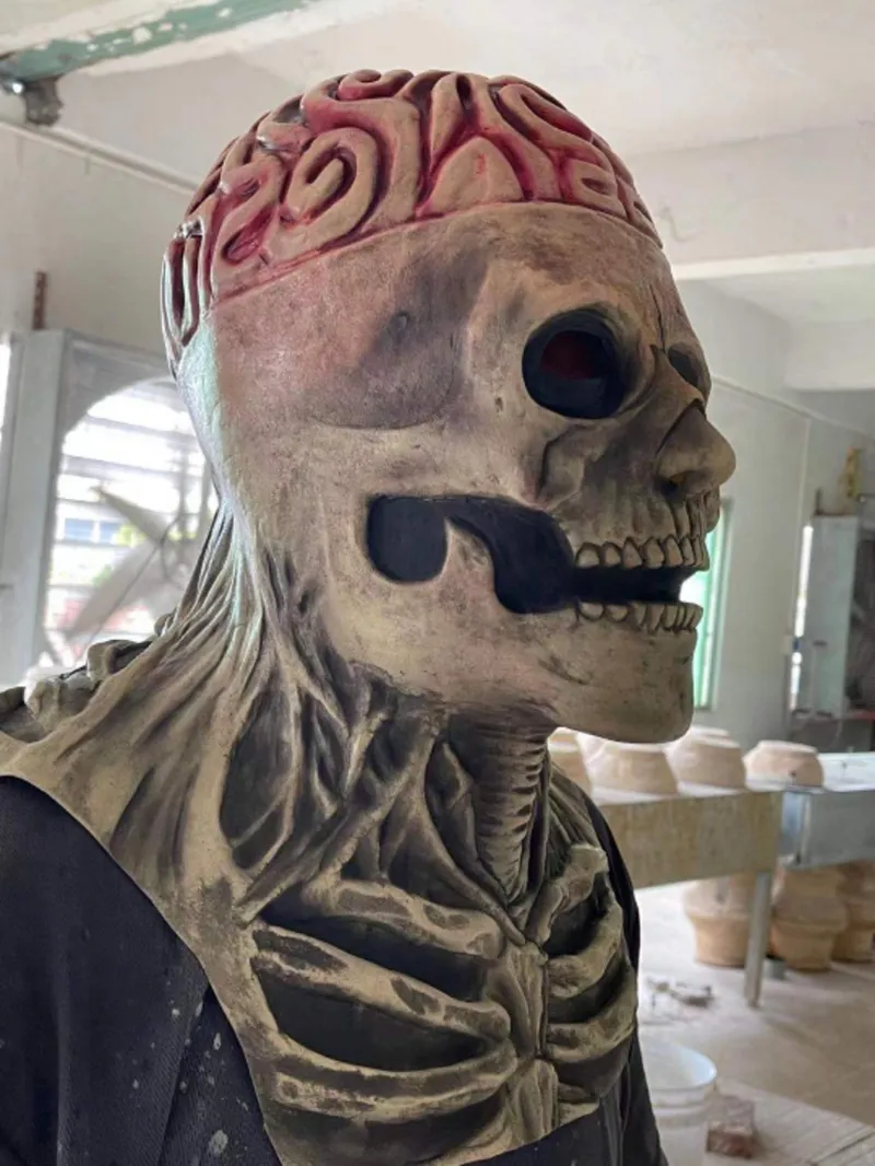 Maschera Halloween Full Head Maschera del cranio Halloween Horror Scary Demone Skeleton Maschera Punteggi del copricapo Lattice le vacanze Masquerade 23029739