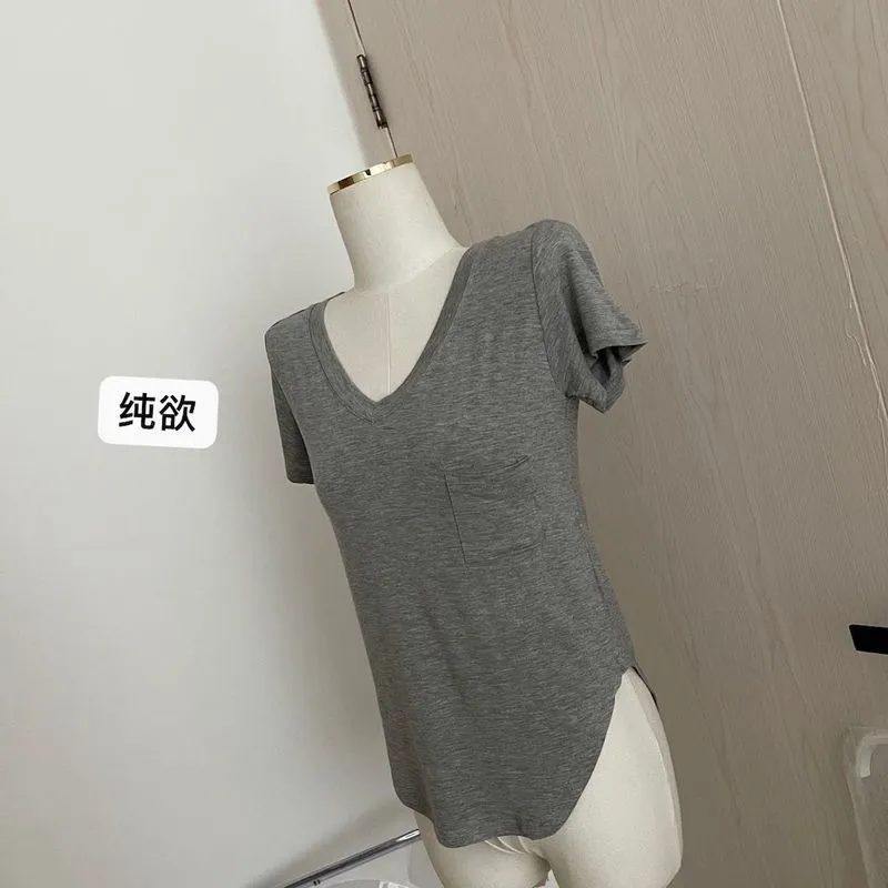 Femmes T-shirt D'été T-Shirts Occasionnels Pull Col En V Mode Manches Courtes Imprimé Femmes T-shirts Kawaii Haut Court Mujer Harajuku