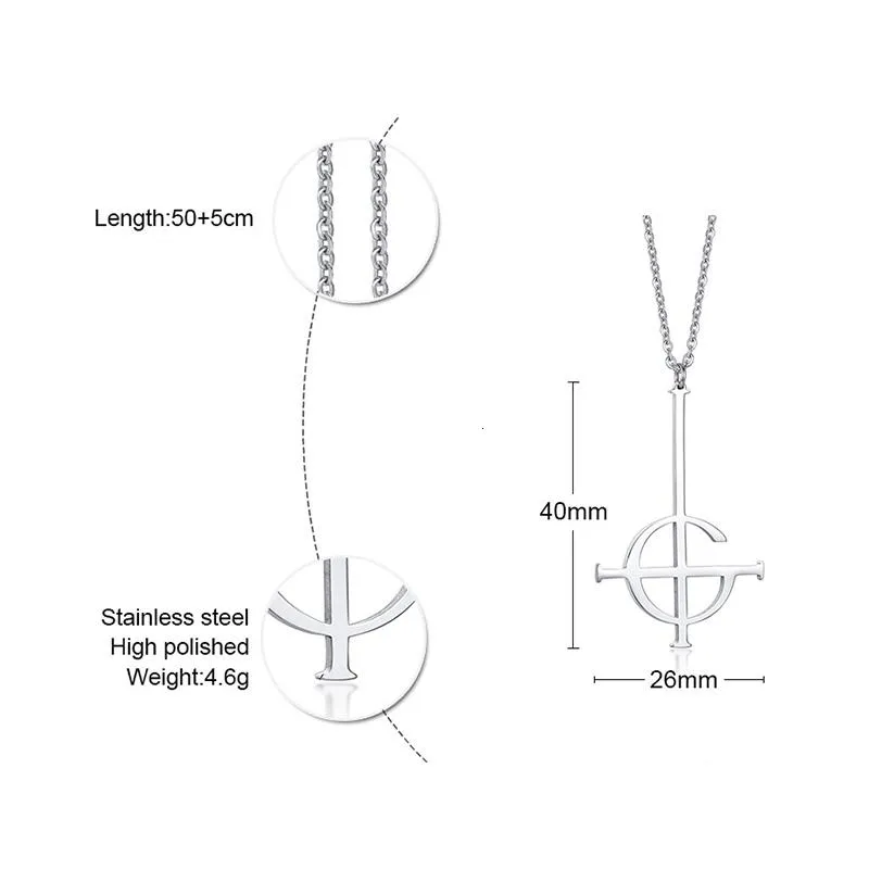 Łańcuchy Silve Cross Ghost BC bezimienny naszyjnik Ghoul wisiorek Grucifix Papa Emeritus Patch Women Men Mężczyzn biżuterii ze stali nierdzewnej 217k