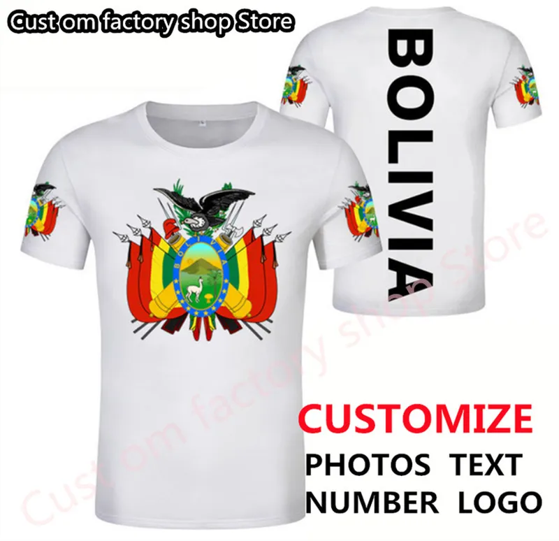 Футболка Bolivia DIY Бесплатное название номера классная футболка BOL Country Flag Flag Испанский колледж Боливийский принт P O Одежда 220616