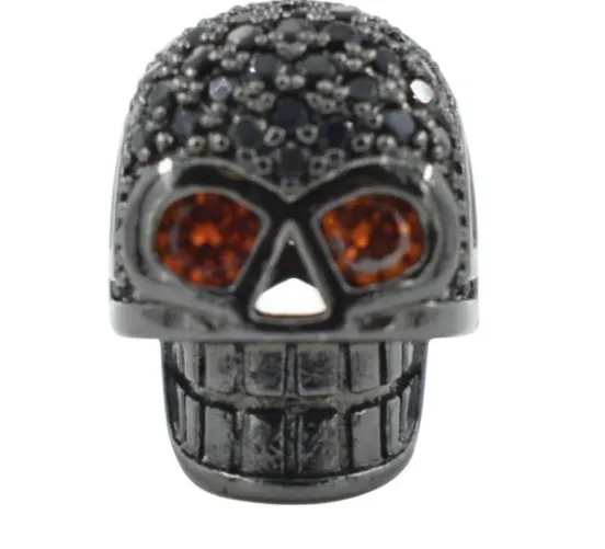 10mm Skleleton Skull Crânia Micro Pave de Zircão CZ Zircão Cúbica Biço de zircônia de cobre Silver Gold Banchelet Acessórios W4yrf