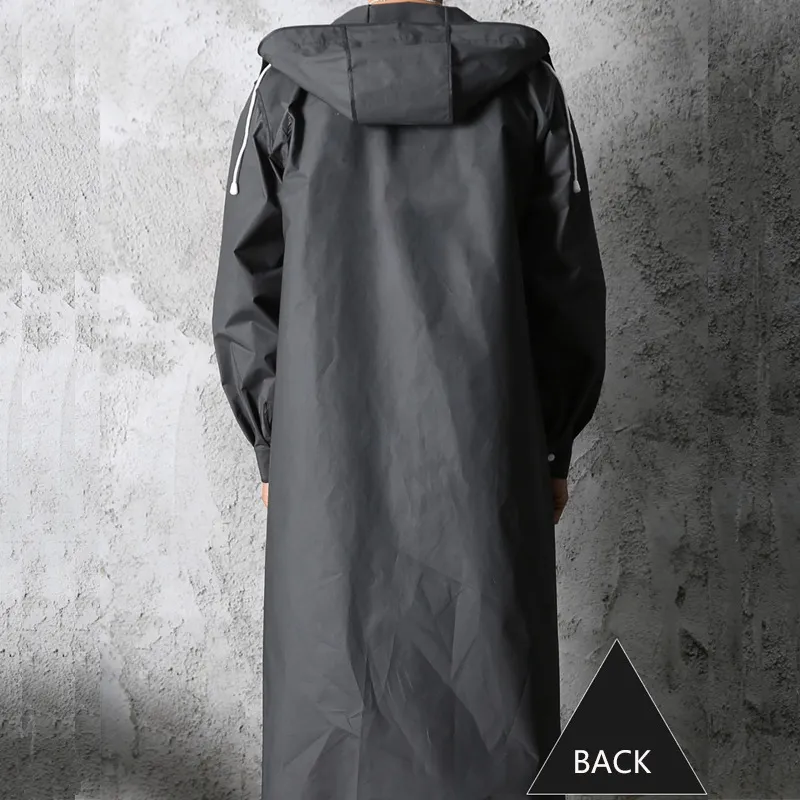 Manteau de pluie imperméable noir pour hommes, imperméable, longue taille, à capuche, pour l'extérieur, pour randonnée, vélo, voyage, pêche, escalade 220427