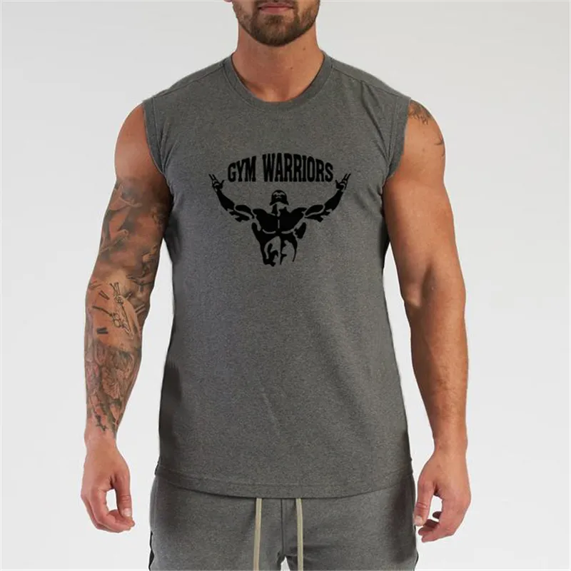 Gym Débardeur Hommes Bodybuilding Stringer Singlets Coton Fitness Vêtements Muscle Chemise Sans Manches Workout Gilet Casual Sportswear 220621