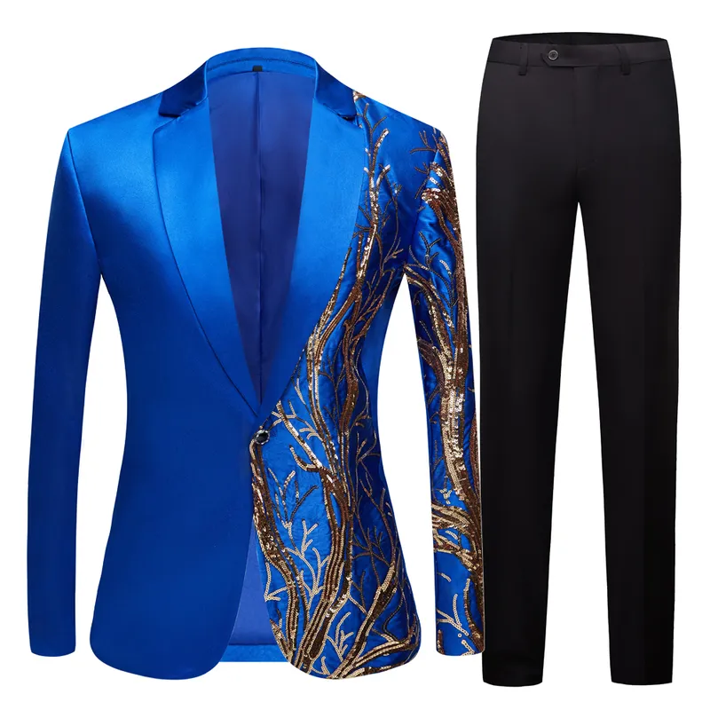 Vestes de costume de fête de mariage à sequins noirs pour hommes