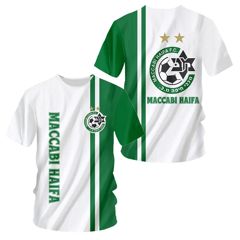 Israël Maccabi Haifa Jersey Été Hommes Football Plus La Taille Maccabi Haifa T-shirts Drapeau À Manches Courtes Vert Singes Fans Football Vêtements 220609