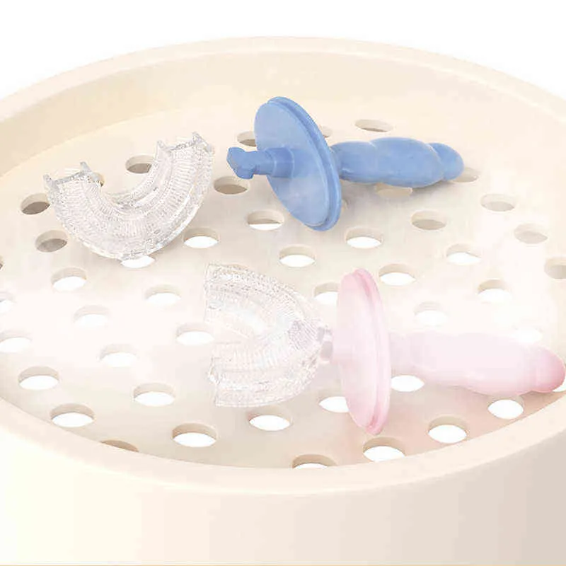 Spazzolino da denti Spazzolino da denti in silicone morbido bambini con coperchio Spazzola la pulizia dei denti dei bambini a forma di U 0511