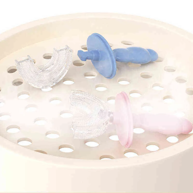 Tandenborstel zachte siliconen baby mond tandenborstel met deksel U-vormige kinderen tanden orale zorg reiniging borstel 0511