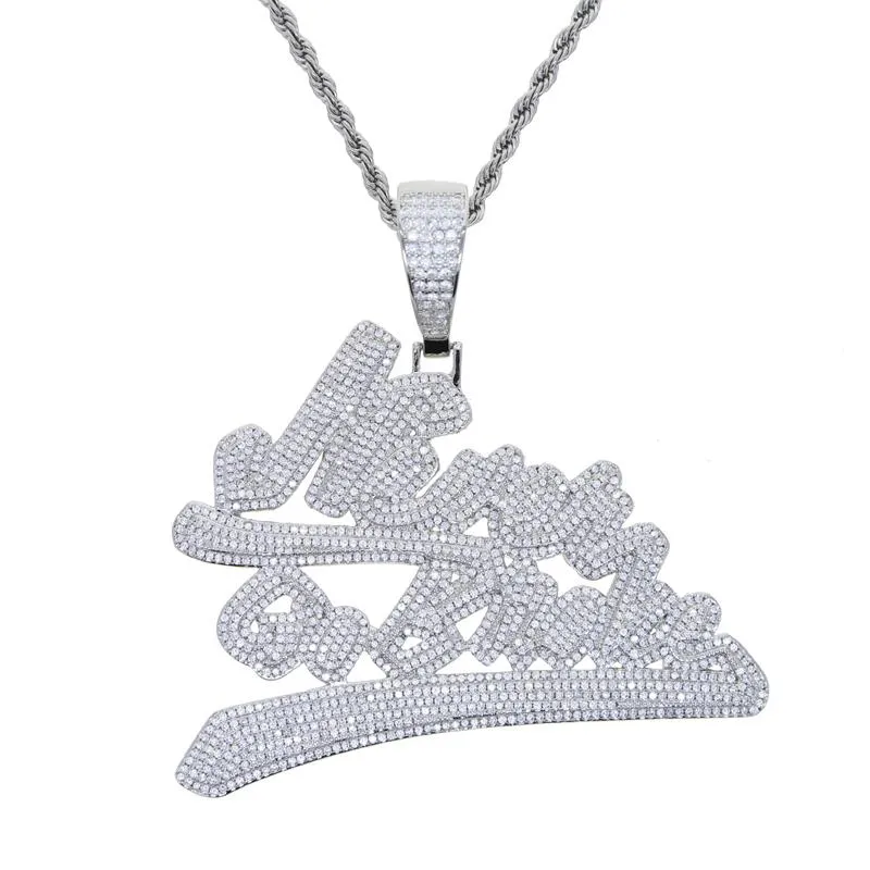 Mulheres Homens Hip Hop Iced Out Bling Letter Never Go Broke Pingente com Corrente de Corda Cubana Hiphop Colares Moda Cubic Zirconia Charm2995526