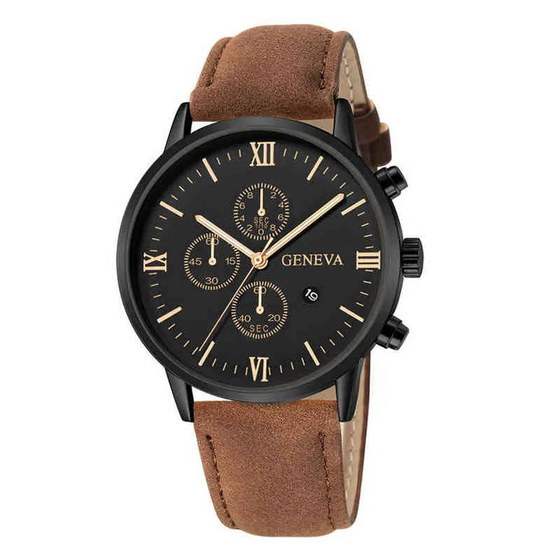 2022 Relogio Masculino Es Men Fashion Sport Rostfritt stål Fodral Läderband Kvarts Business Wrist Reloj Hombr Y220707