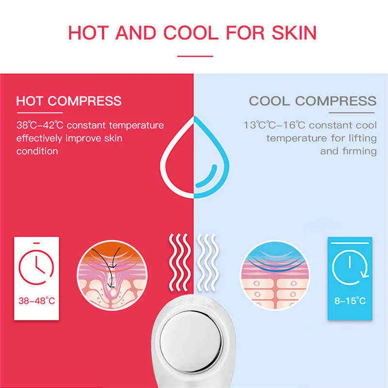 CkeyiN Hot Cold Hammer Facial Massager Ultrasonic Vibration Face Lifting Cleaning Skin Rejuvenation Care Spa Beauty Machine 220520