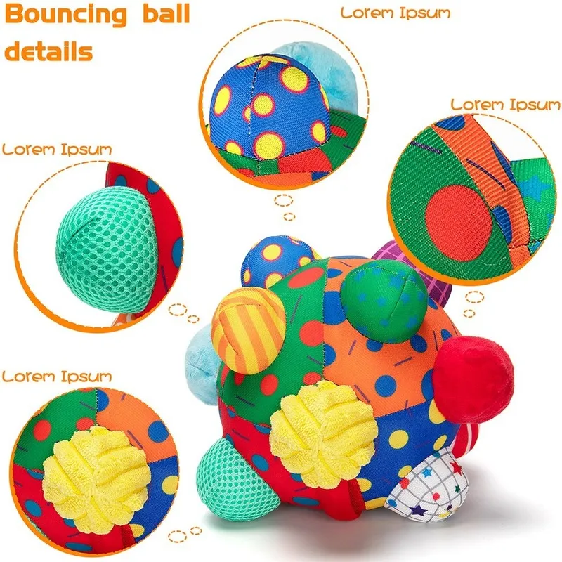 Teytoy Developmental Balmy Ball USB充電バウンスクロールボールおもちゃベビー感覚おもちゃ音楽シェイクダンスボールマルチカラーボール220706