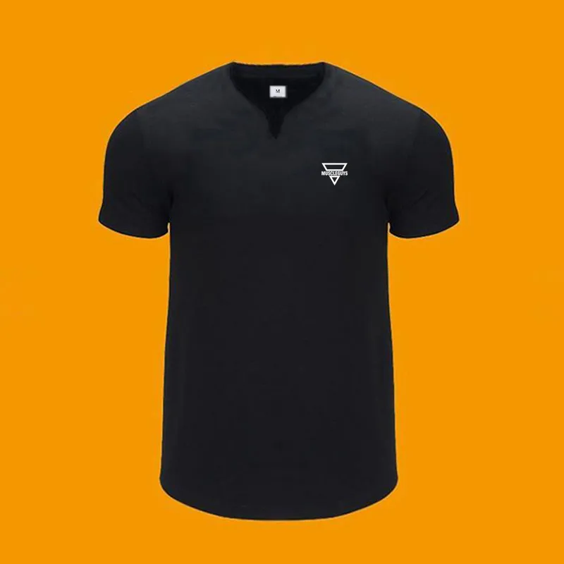 Hommes Formation Mode Manches courtes Fitness Tshirt Coton Vêtements Bodybuilding Casual Sports Running Col V T-shirts 220420