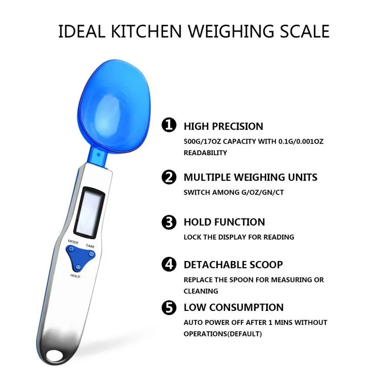 New Three Scoop Electronic Scale 01G SPOON SPOON SCEASING SPOON SCALE 500G CONSEDIENT SUPERIENT TECLUSTION3082893
