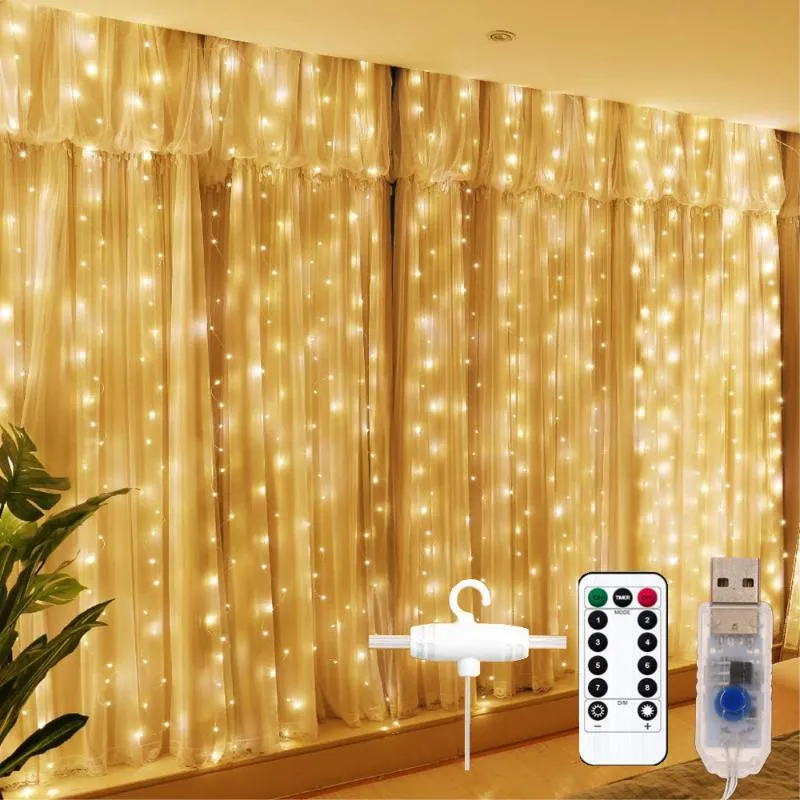 Strings Christmas Decoration Garland Festoon Led Light Navidad Fairy Curtain 300LED 8 Modes For Bedroom Room Party Year DecorLED303f