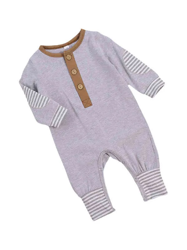 Niemowlęta unisex jesienne patchwork romper kombinezonu Krocza długiego rękawu