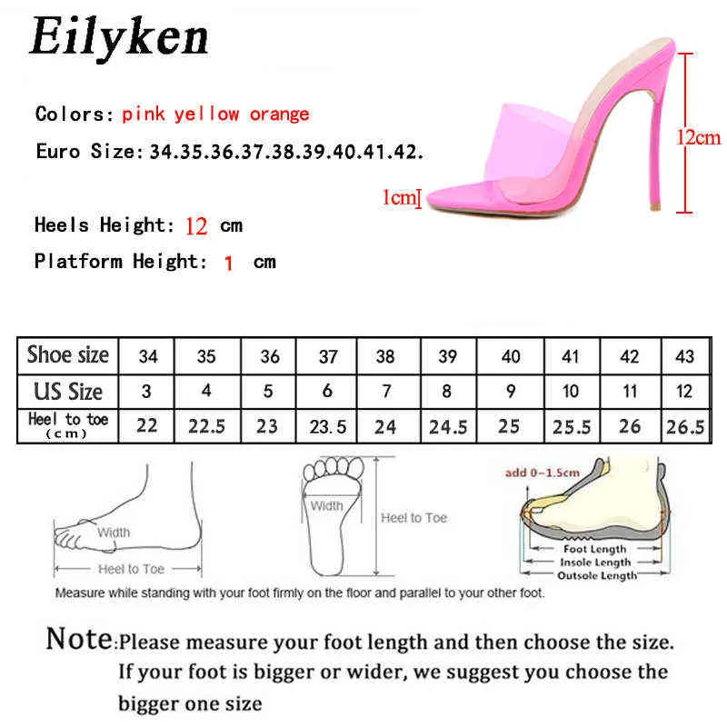 Eilyken Pvc Transparent femmes pantoufles à lanières Mule talons hauts sandales tongs diapositives chaussures de fête femme