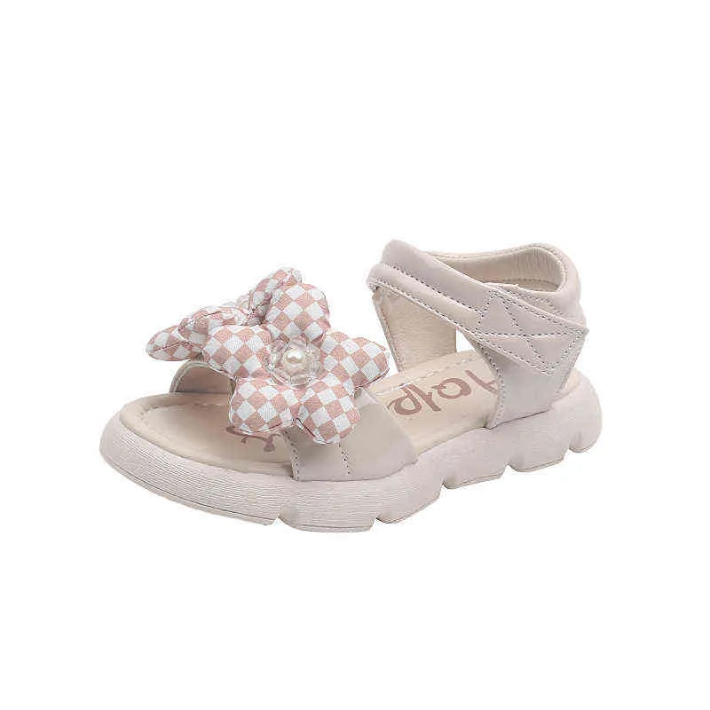 여름 여자 샌들 귀여운 활 넥타이 디자인 공주 신발 편안한 부드러운 단독 학생 샌들 어린이 해변 샌들 g220523