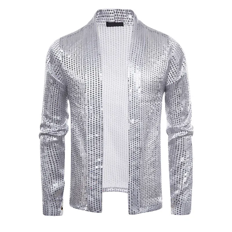 Brillant or paillettes Blazer veste hommes marque Slim Fit Cardigan hommes Blazers discothèque fête DJ scène vêtements pour homme 220412