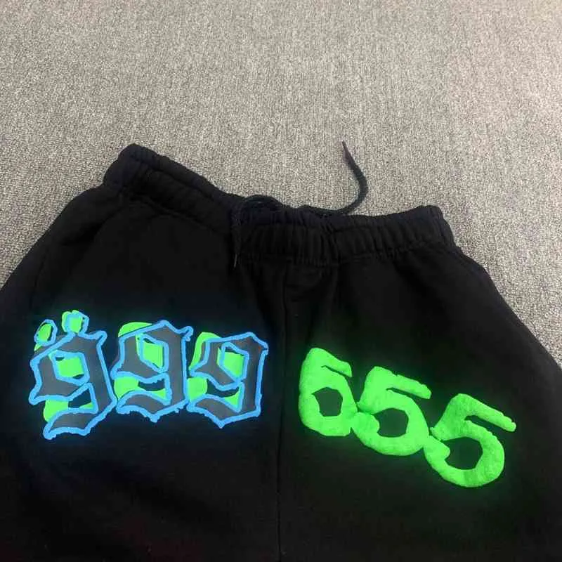 2021 555555 Sweatpants Men Women Fluorescent Green Spider Web Graphic Flame Print  555555 Pants Joggers Trousers