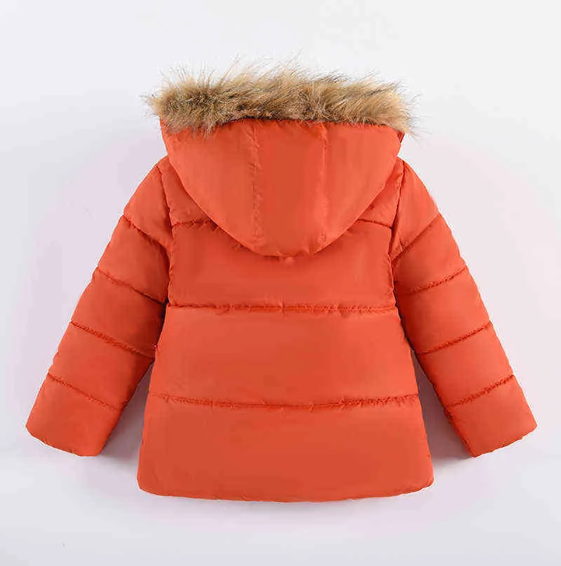 Autumn Winter Baby Boys Jacket Mantenha quente Jaqueta clássica com capuz de zíper colarinho de pele de 2 a 5 anos de aniversário Presente de crianças roupas J220718