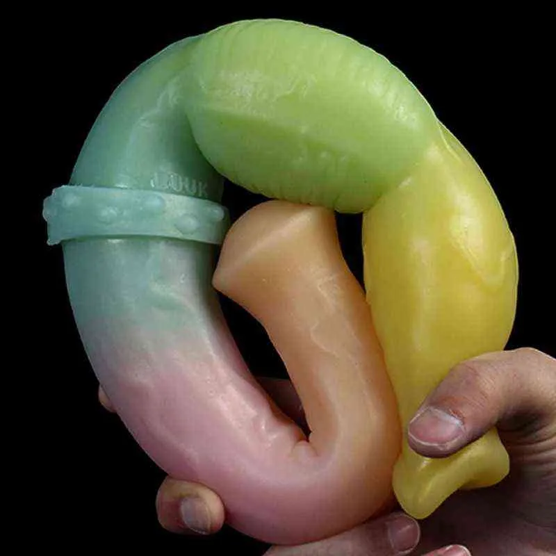 NXY DILDOS Silicone Толстый двойной пенис для мужчин и женщин мягкий цвет.