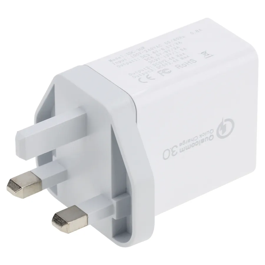 USB Charger Quick Charge 3.0 Wall Home Travel Mobiltelefonladdare Adapter för Xiaomi Samsung Portable EU US UK Plug 2.4A Snabbladdning