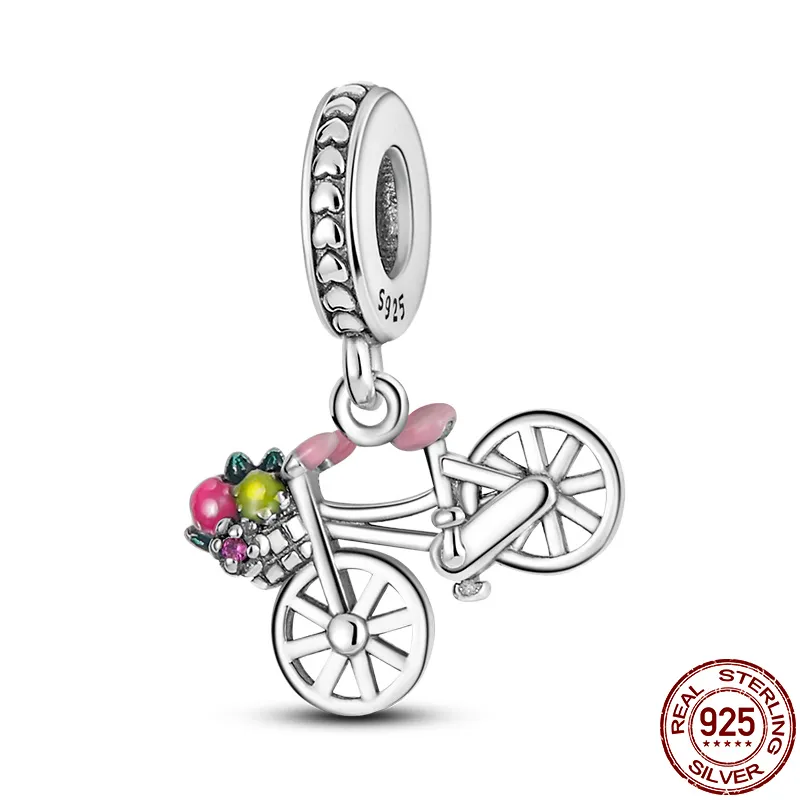 925 Gümüş Fit Charm 925 Bilezik Buket Çiçek Kelebek Mavi Uzay Seyahat Taklemleri Set Kolye DIY İnce Boncuklar Jewelry4664505