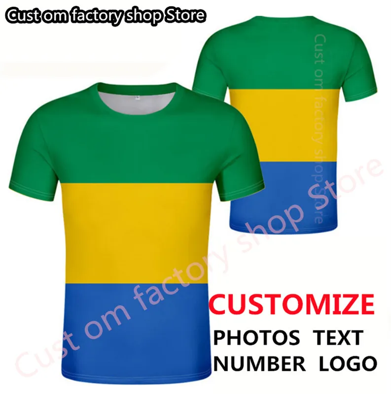 Gabonese Republiek T -shirt Diy Gratis aangepaste naamnummer Personaliseer Gabon T Print Franse tekst Gabonais Flag P O Kleding 220620