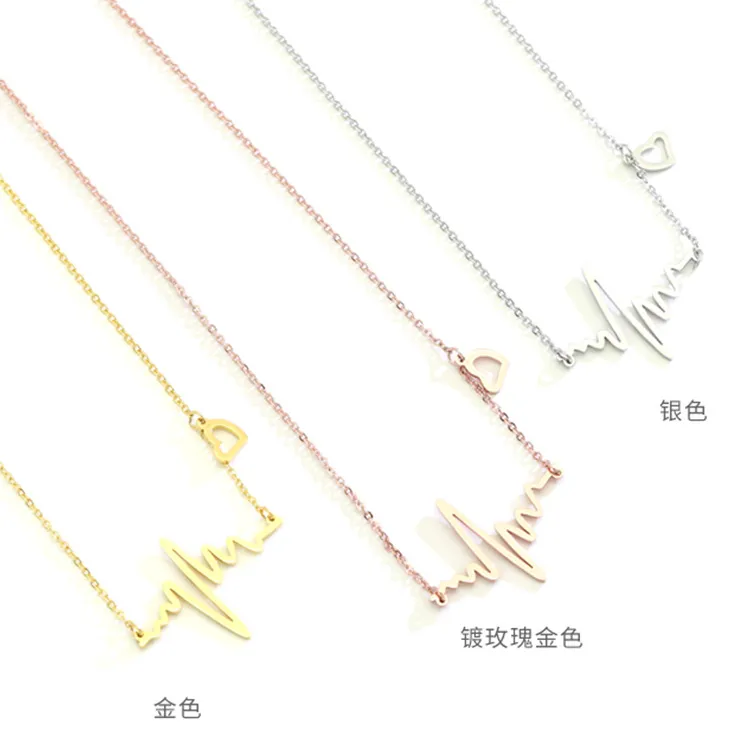 Korea EKG Anhänger Liebe Halskette Weibliche Titan Stahl 18K Galvanik Gold Pfirsich Herzförmige Schlüsselbein Kette Farbe Gold schmuck