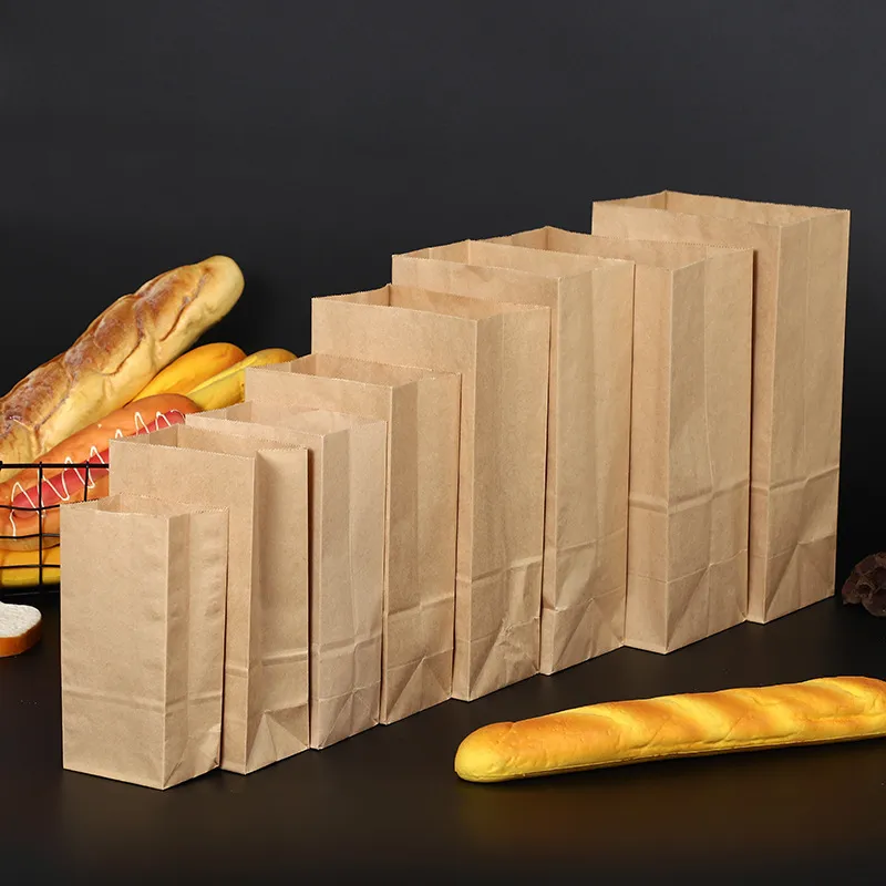 Brown Kraft Paper bag Gift Bags packing Biscuits Food bread Cookie Nuts Snack Baking Package Takeout Eco-friendly Bag66