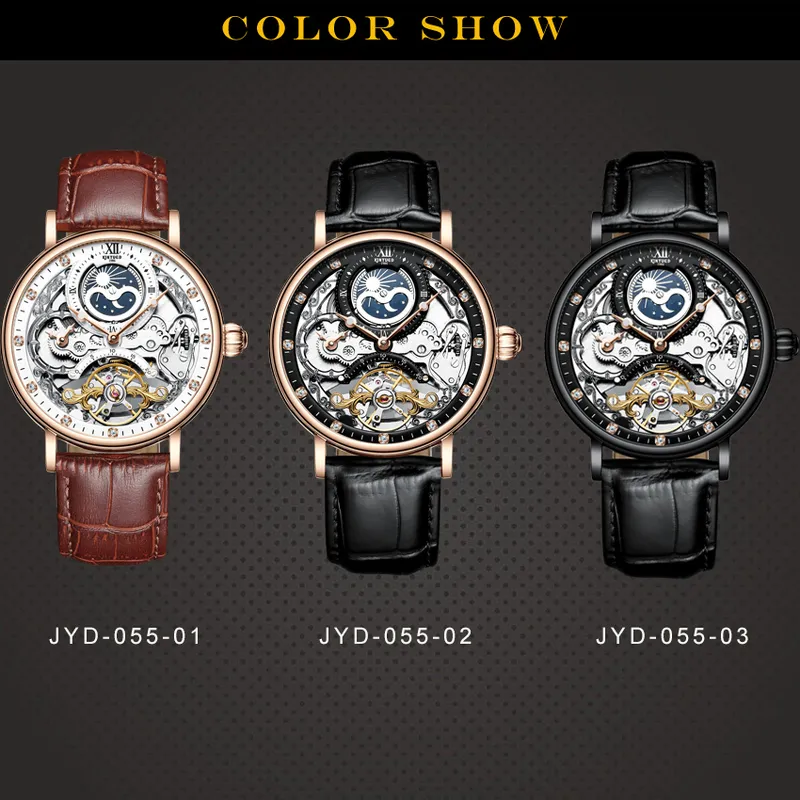 Kinyued Skeleton Watches 기계식 자동 시계 남성 스포츠 시계 캐주얼 비즈니스 문 손목 시계 Relojes Hombre 220407212n