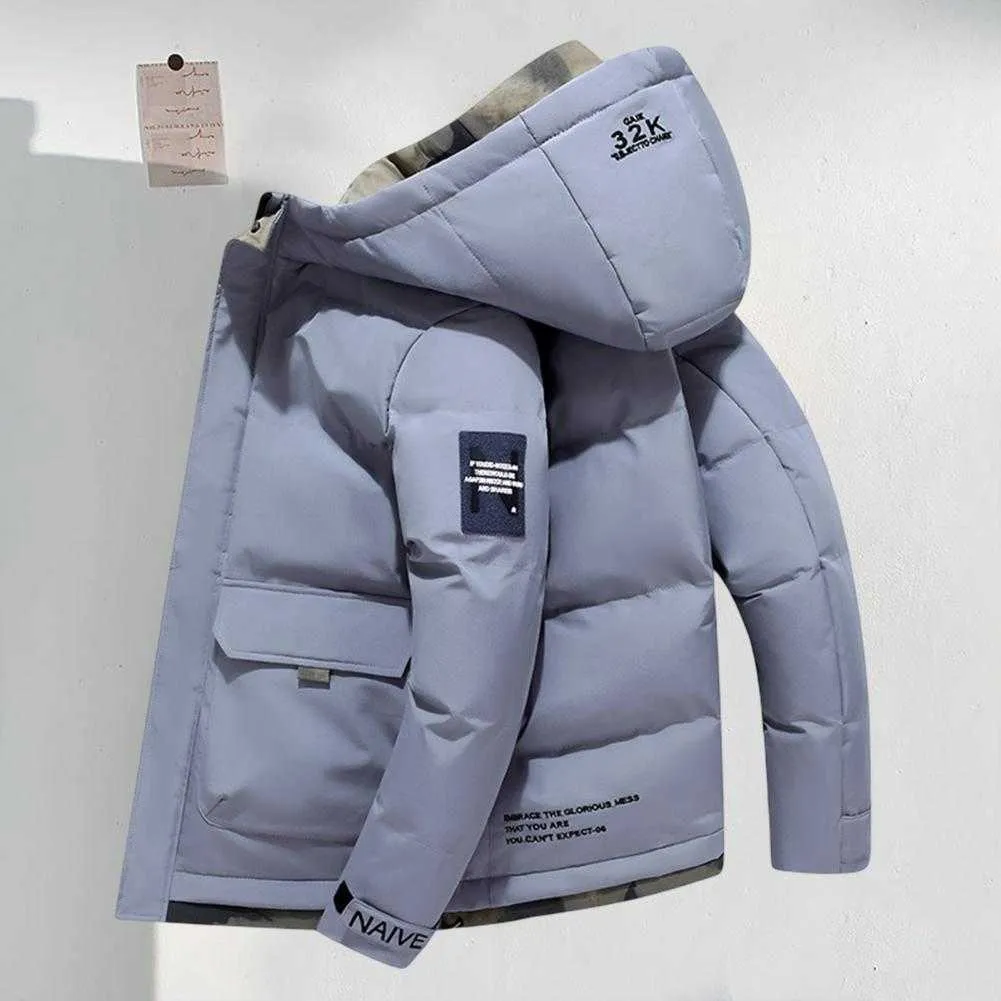メンズジャケットメンジャケット厚い綿パッド入り温かいフラップポケットオーバーコート秋のフーディーコートストリートウェア衣類Y2302