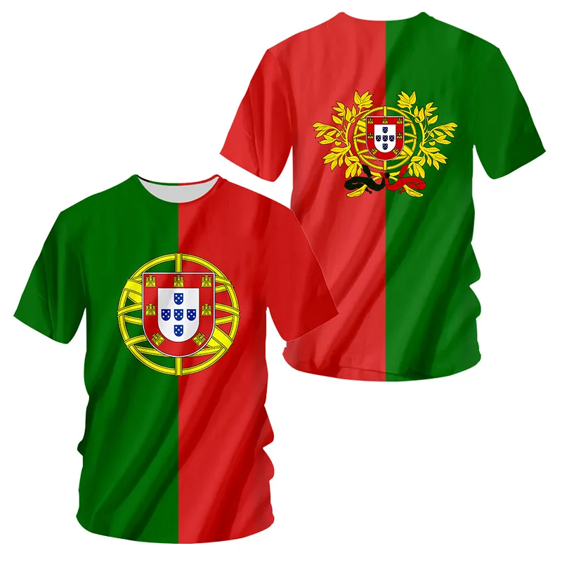 ポルトガルTシャツメンズ3Dフラッグ印刷ストリートウェアハラジュクヒップホップ短袖ジャージーフットボールシャツドロップポルトガル220623