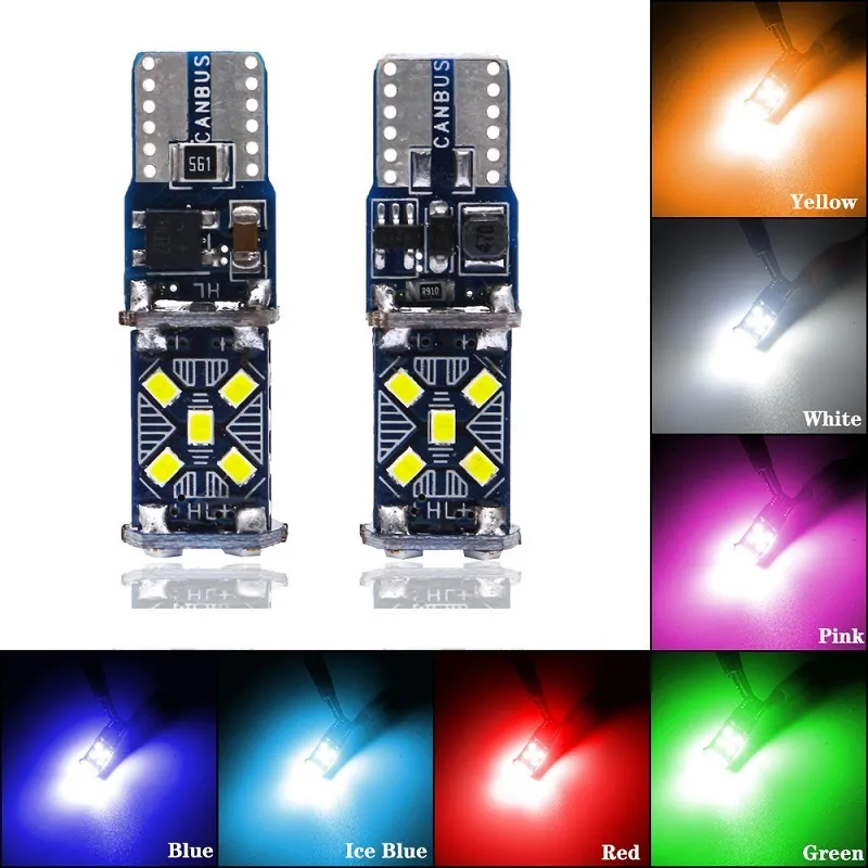 새로운 50x T10 LED CANBUS NO ERROR CAR 신호등 표시등 12V W5W LED 전구 6500K 15 SMD 900LM Super Bright White Wedge Side 주차 램프