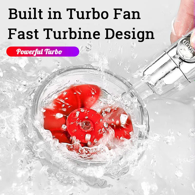 Pommeau de douche à ventilateur turbo haute pression turbocompressé doré débit d'économie d'eau 360 degrés avec filtre à main pluie pluie bain spa 220401