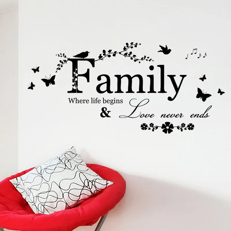 家族の愛は引用ビニールウォールステッカー壁のデカールレタリングアートワードステッカーホームデコレーションウェディングデコレーションポスター220727