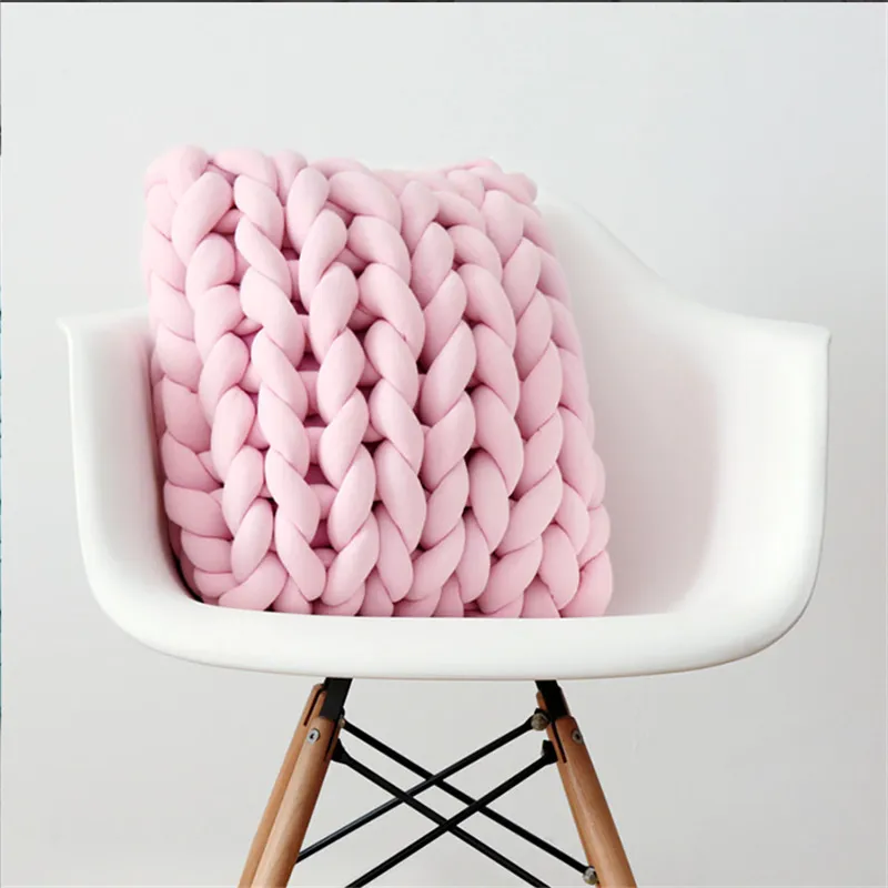 Nordic Square Chunky Wool Kissen handgemachte Strickkissen geflochtene Kissen für Kinderzimmer Sofa Bett Kissen Dekoration 220402