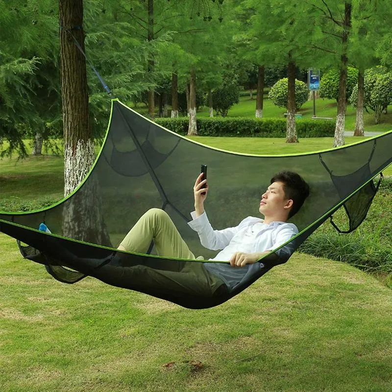 Portable Outdoor Camping Hammock Folding Aerial Triangle Hammock Hanging Cot Bed For Outdoor Travel Camping Canopy 220606