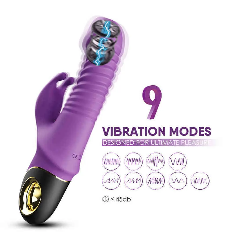 Vibradores NXY 2022 Vibrador de conejo Rotación telescópica automática Punto G Estimulador de clítoris Masturbación femenina Juguetes sexuales para mujeres Adultos 18 220427